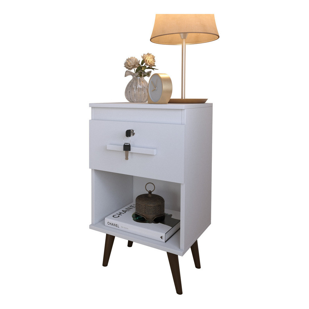 Mesa De Cabeceira Chave  1 Gaveta Pes Retro Nicho Preto em Oferta na Shopee