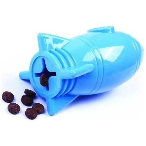 Brinquedo Recheável para Cães Porta Petisco ração para cachorros Foguete Comedouro Pet Interativo
