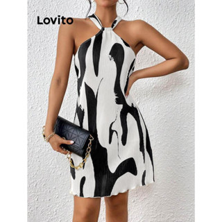 Lovito Vestido Elegante Listrado Colorblock Com Gola Halter Para Mulheres LNL42151