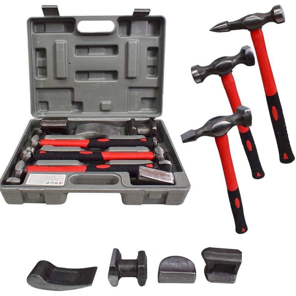 Kit Reparo Automotivo Chapeador 7 Peças - Martelo, Tasso e Ferramentas Completas