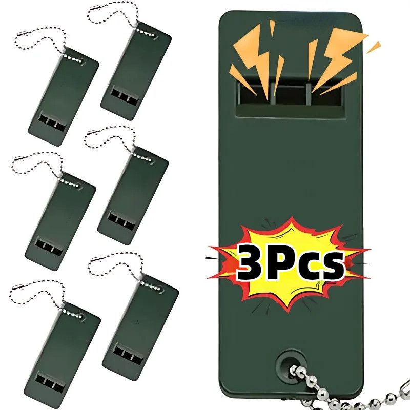 3Pcs Apito Portátil De Sobrevivência Ao Ar Livre De 3 Freqüências Com Corrente Pendurada SOS Ferramentas De Resgate De Emergência Para Camping