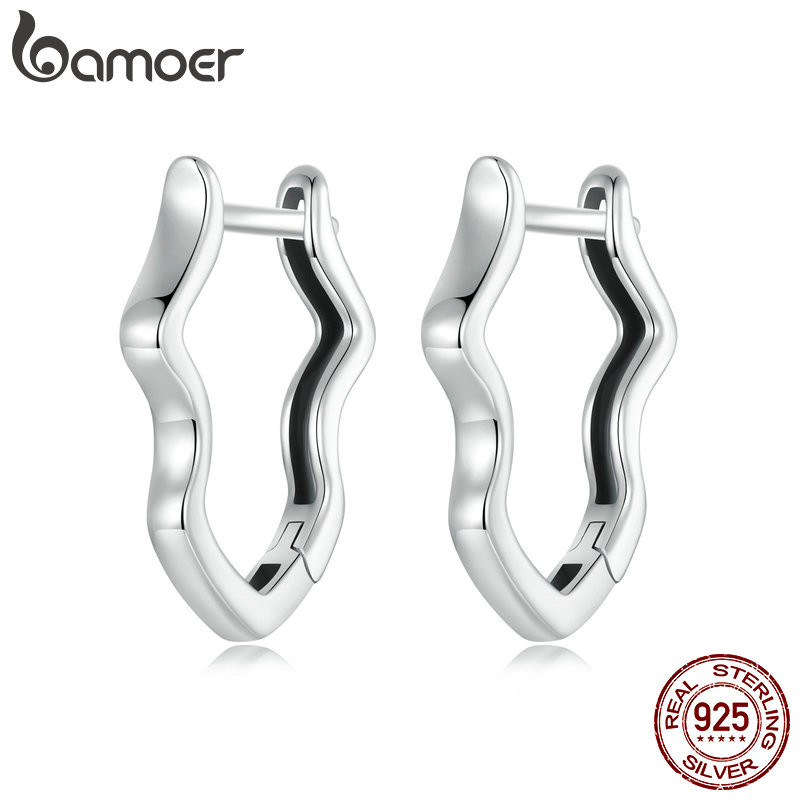 Brincos Bamoer 925 Sterling Sliver Hoop Desenho De Ondas Jóias Presentes Para Mulheres em Oferta na Shopee