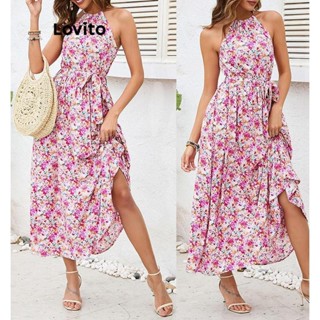 Lovito Vestido Boho Ditsy Floral Com Gravata Na Frente E Costas Para Mulheres LNL48139