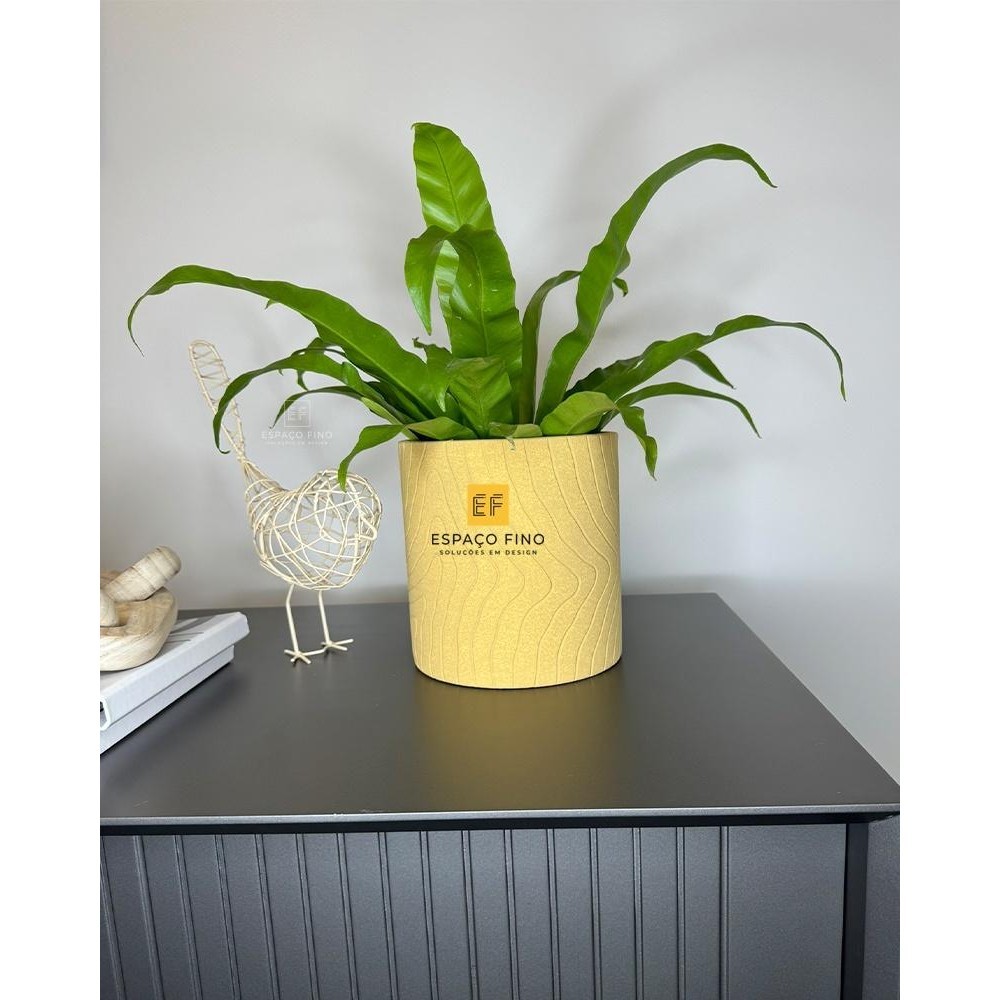 Vaso Cachepot Decorativo Adorno Grande Cimento Bege D18xA19