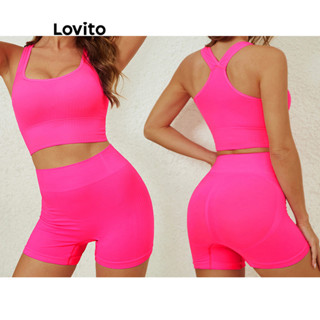 Lovito Shorts Esportivos Básicos Lisos Esportivos Para Mulheres LNL47050