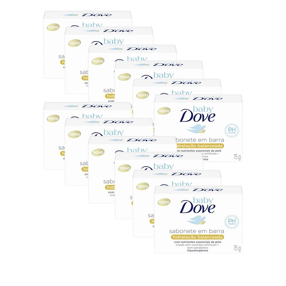 Kit 12 Sabonetes em Barra Baby Dove Hidratação Balanceada 75g