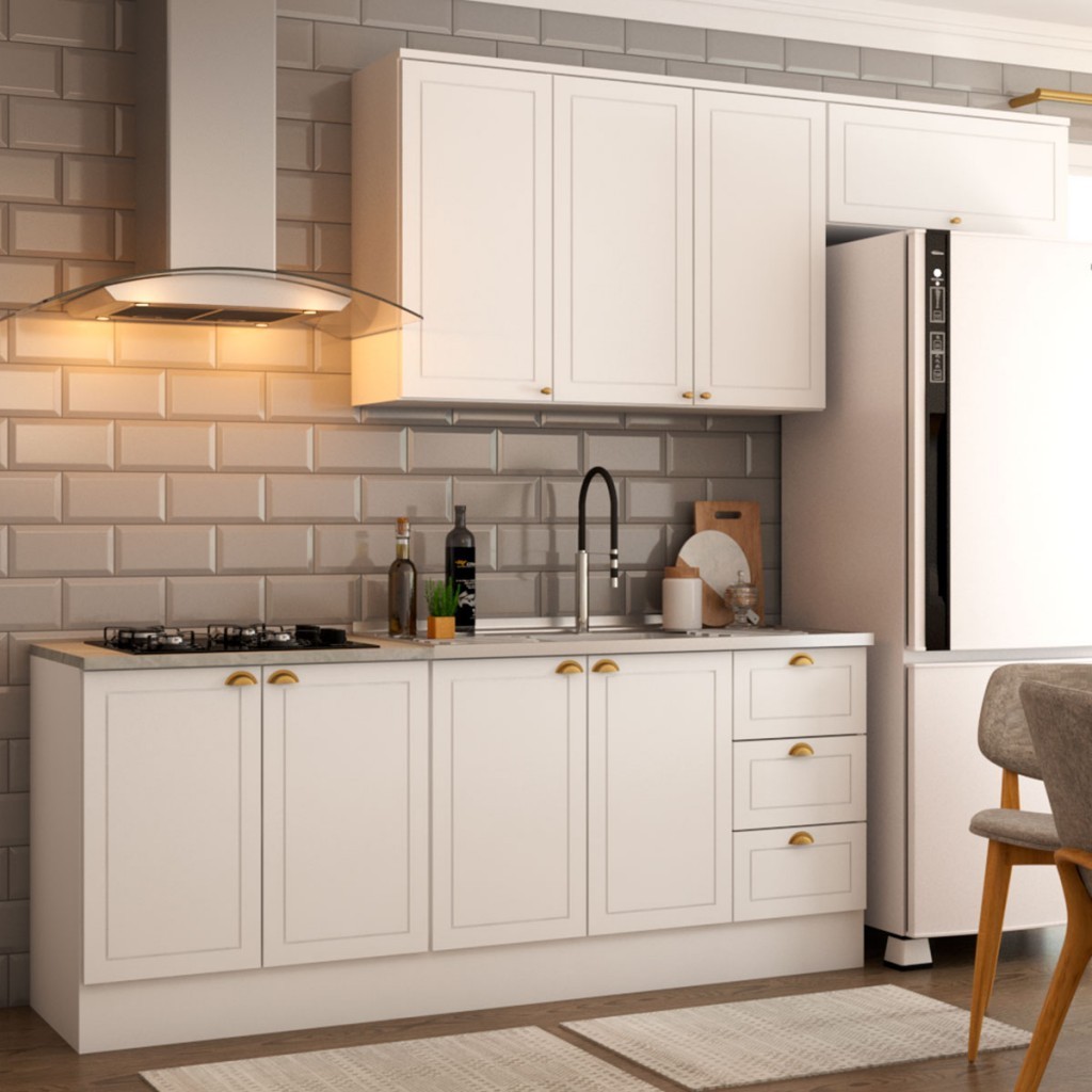 Cozinha Compacta Veneza 8 Portas 3 Gavetas 100% MDF Americana - Home & Living
