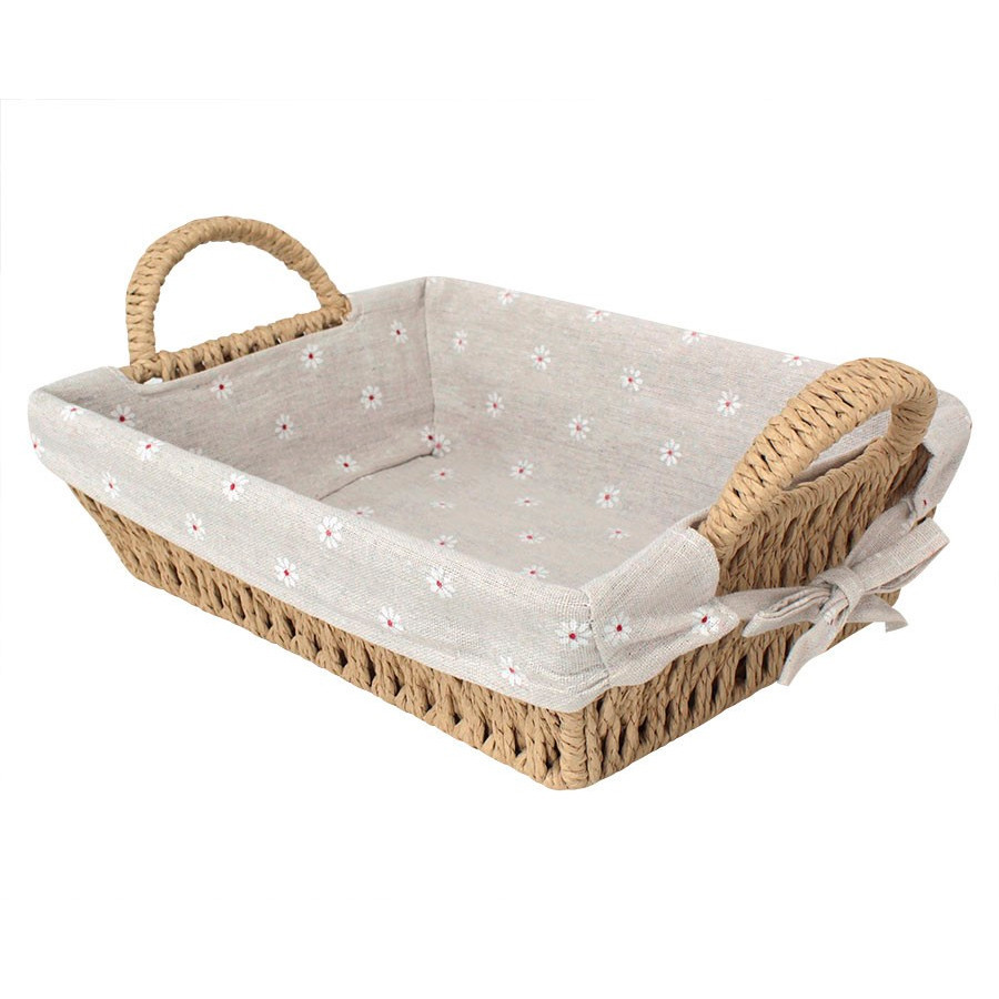 Cesta Decorativa Acafate de Fibra Natural e Forro - 28x22x8cm - 1 unidade - Rizzo - Home & Living