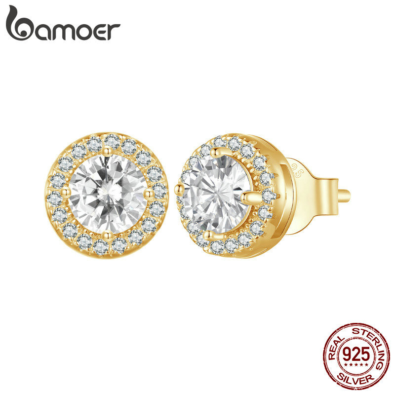Brincos Bamoer 925 Sterling Sliver Stud Jóias De Luxo Para Mulheres