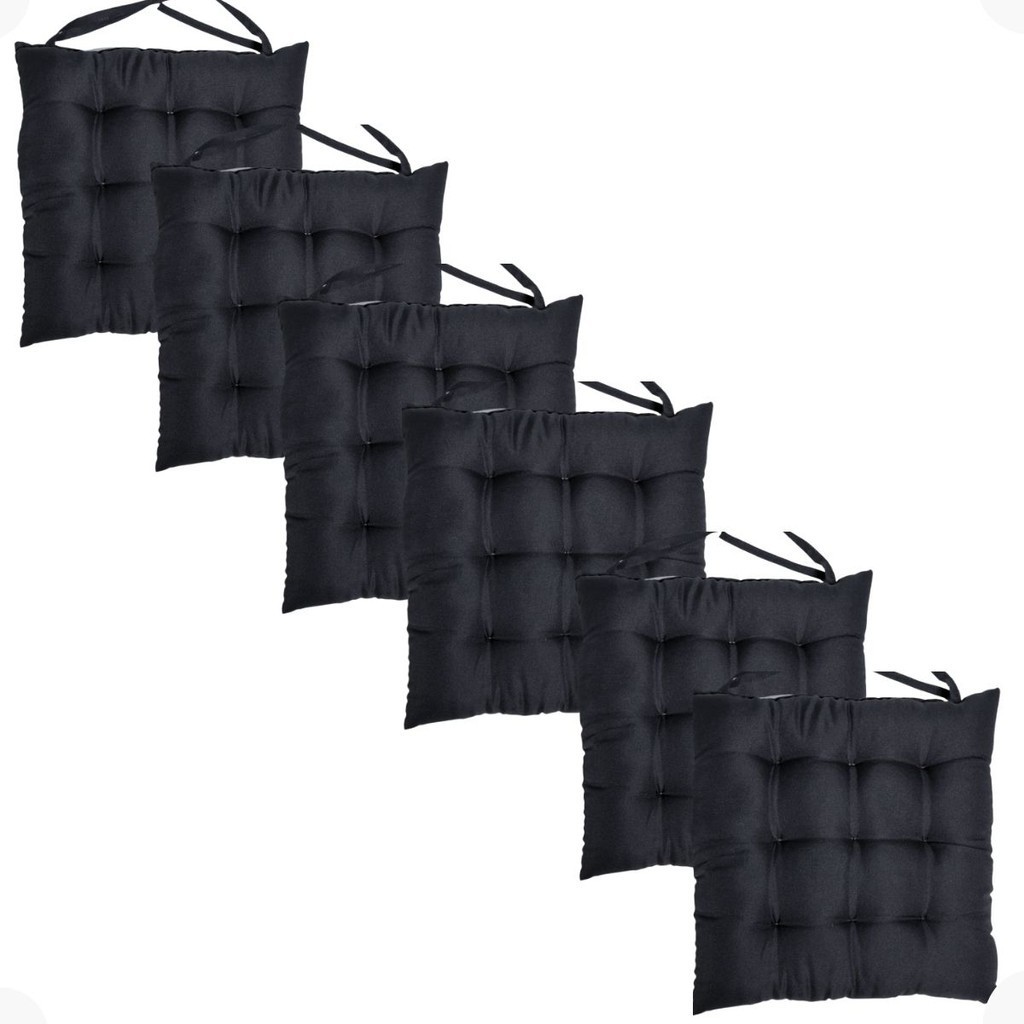 6 Assentos Futton Para Cadeira Sofá Pallets Poltrona Futon 40X40 Preto Conforto Macio 40x40cm