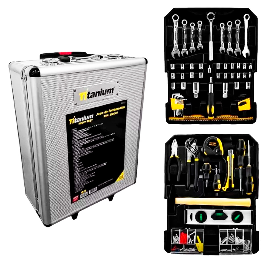 Kit Jogo Ferramentas 254 Peças Com Maleta Cadeado Chave Segurança Profissional Design Moderno em Oferta na Shopee