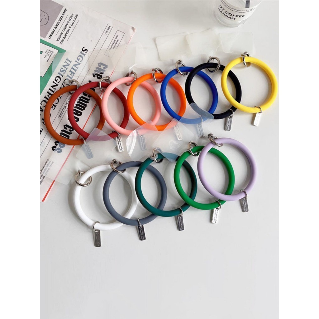kit Pulseira De Silicone Flexível Com Alça Antiperda Cordão/Chaveiro Para Celular envio aleatório