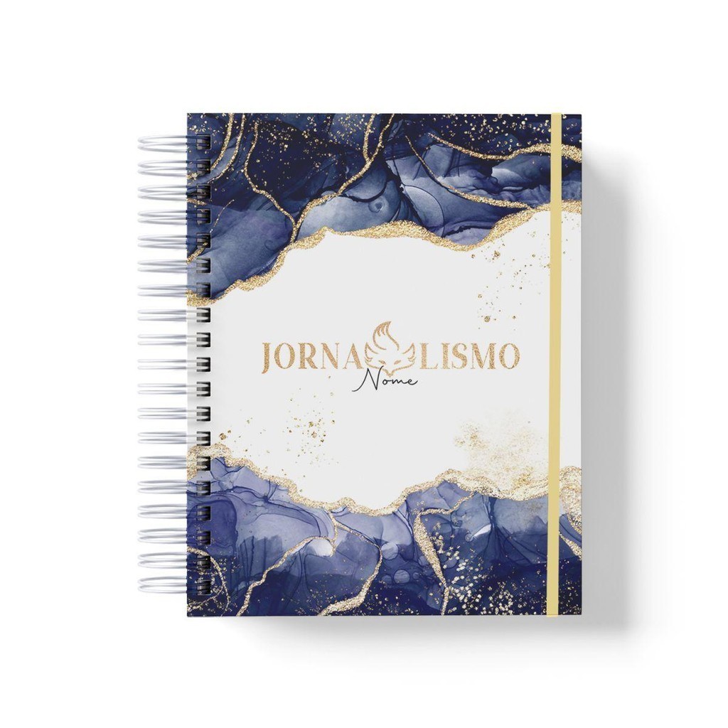 Caderno Personalizado Jornalismo (Modelo 06) - A5 15x21cm (PEQUENO) - Com Elástico