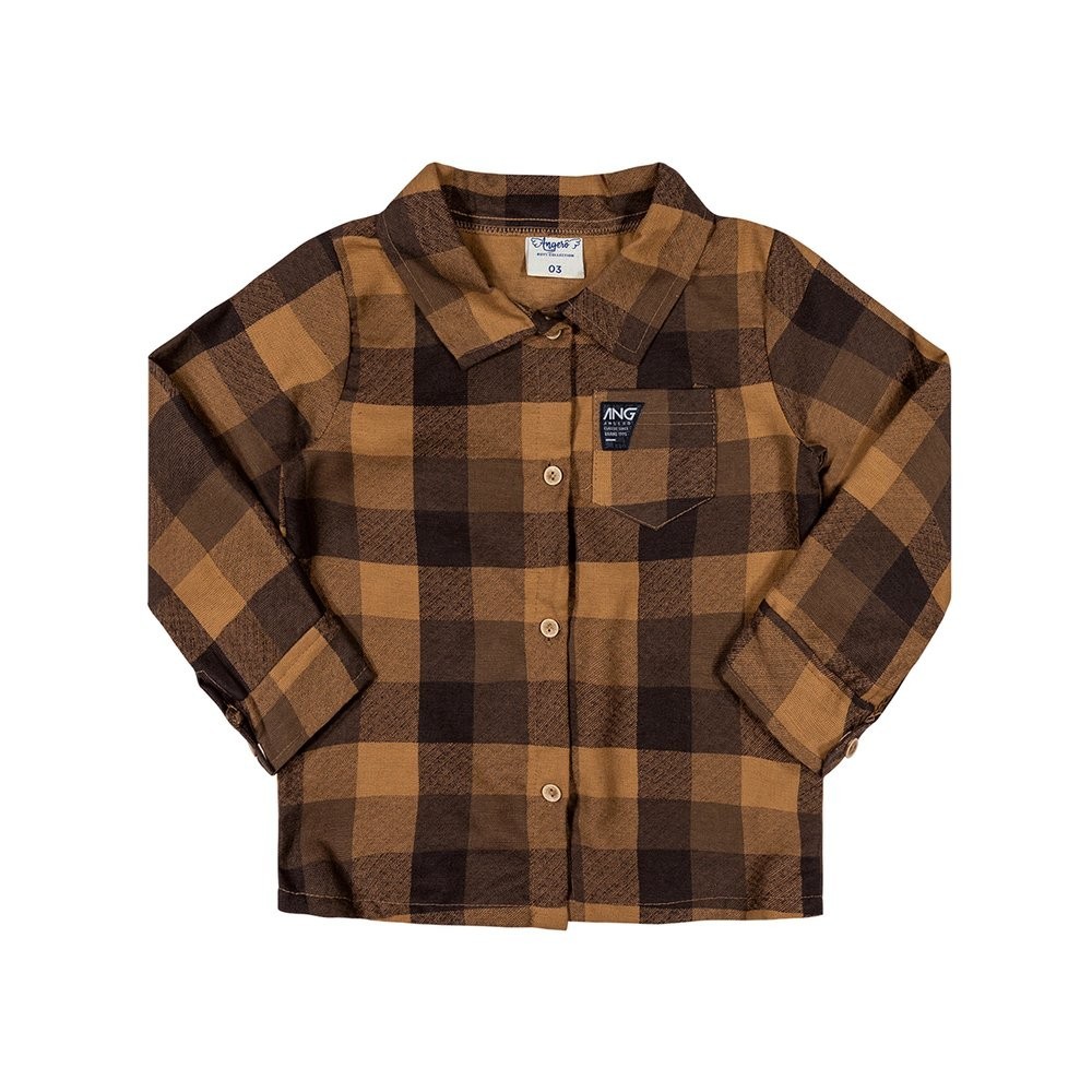 Camisa Menino Xadrez Etiqueta - Angerô em Oferta na Shopee