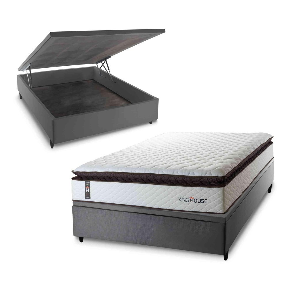 Conjunto Box Baú San Diego Branco 138x188x74 Espuma D33 em Oferta na Shopee