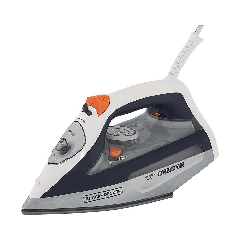 Ferro de Passar a Vapor Black + Decker Max Steam, 2000W, Revestimento Ceramic Gliss, Cinza com Laranja - FX3100 220V - Home Appliances