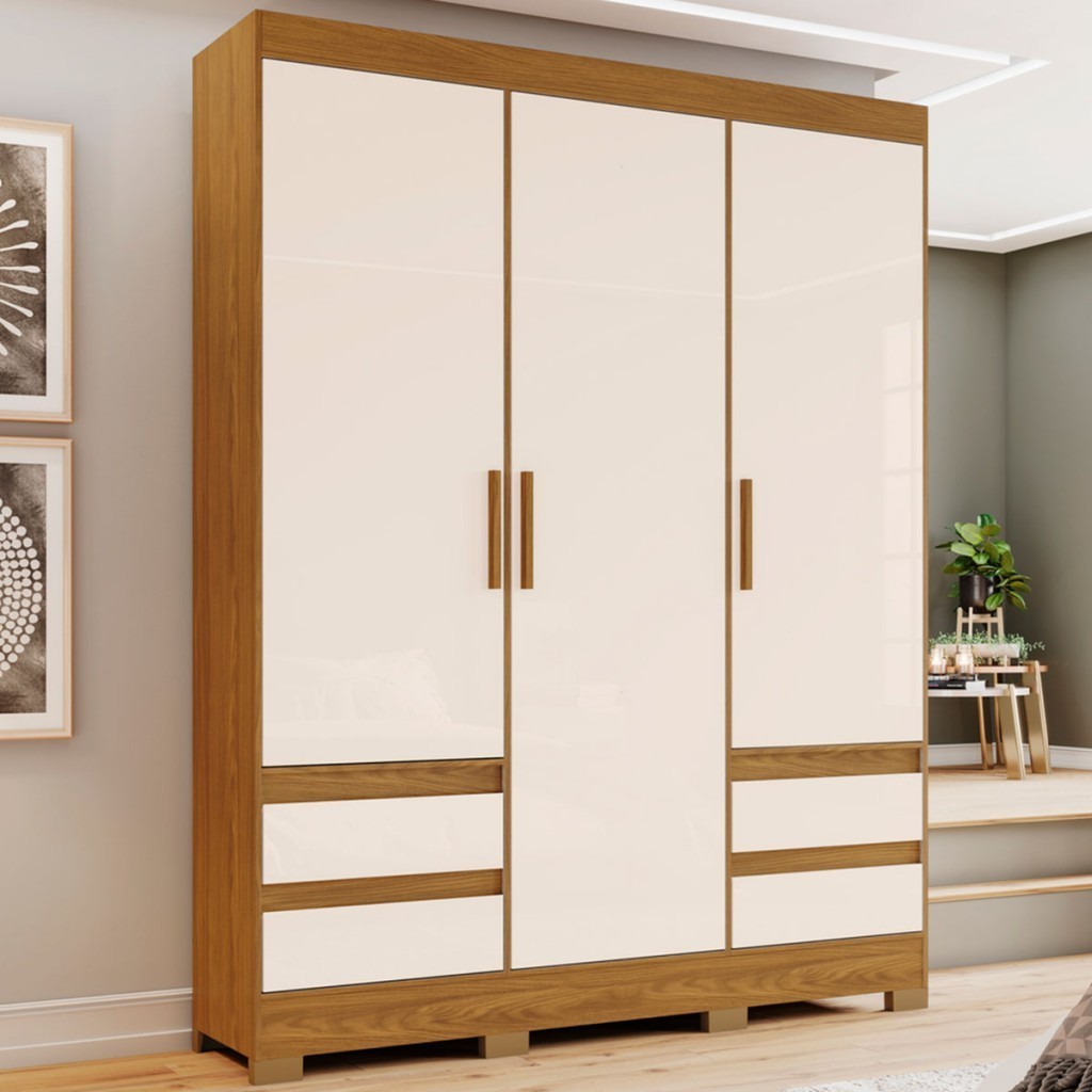 Guarda-Roupa Solteiro Lema 3 Portas 4 Gavetas