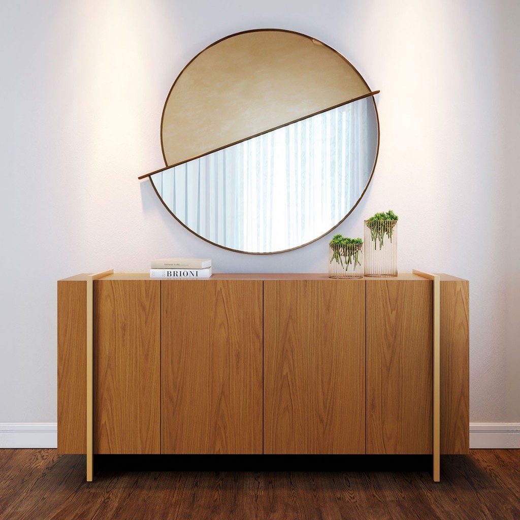 Balcão Buffet Copacabana 4 Portas 2 Prateleiras Freijó/Preto/Dourado - Colibri em Oferta na Shopee