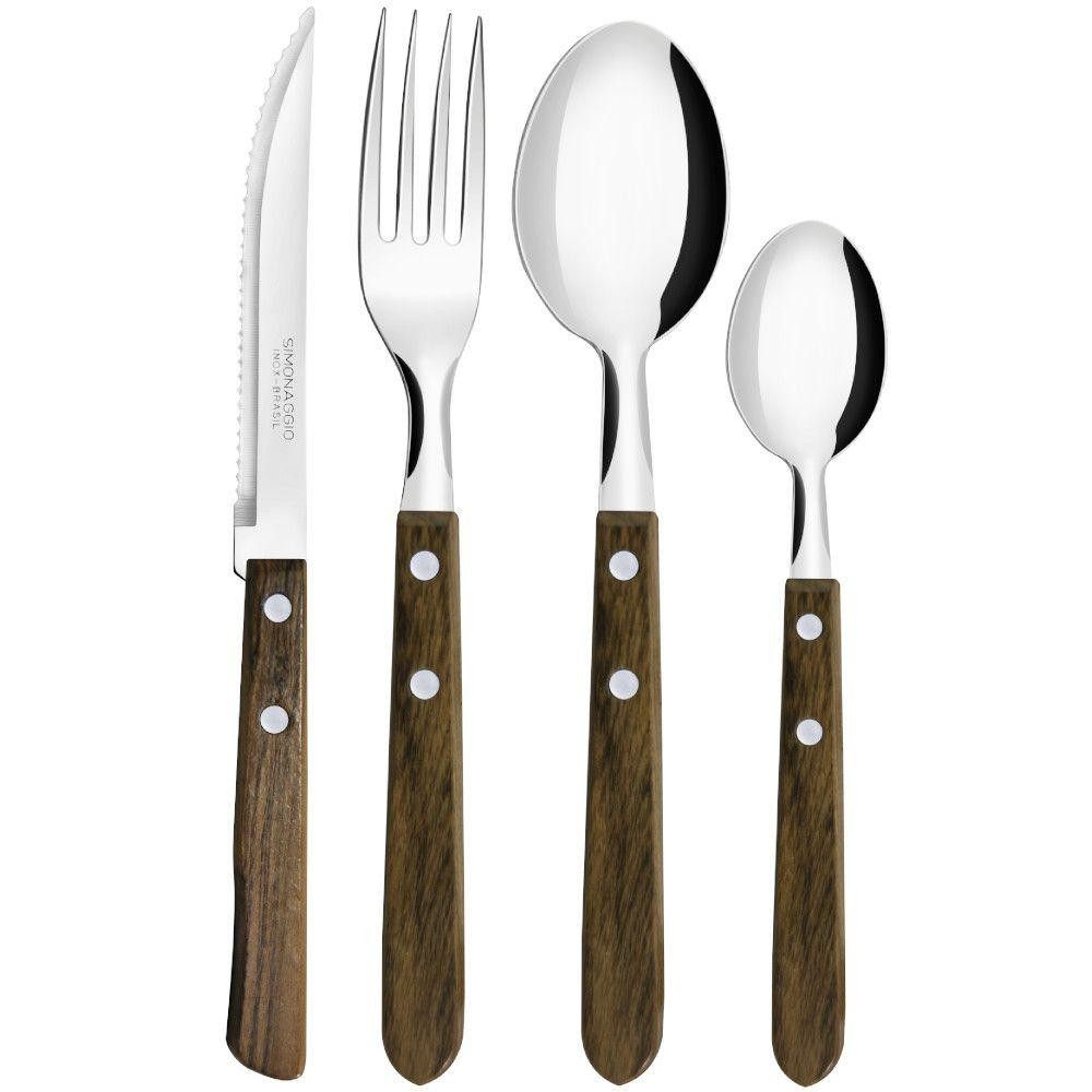 Conjunto Talheres  Simonaggio 310.316.9008.400 16 Peças Madeira em Oferta na Shopee