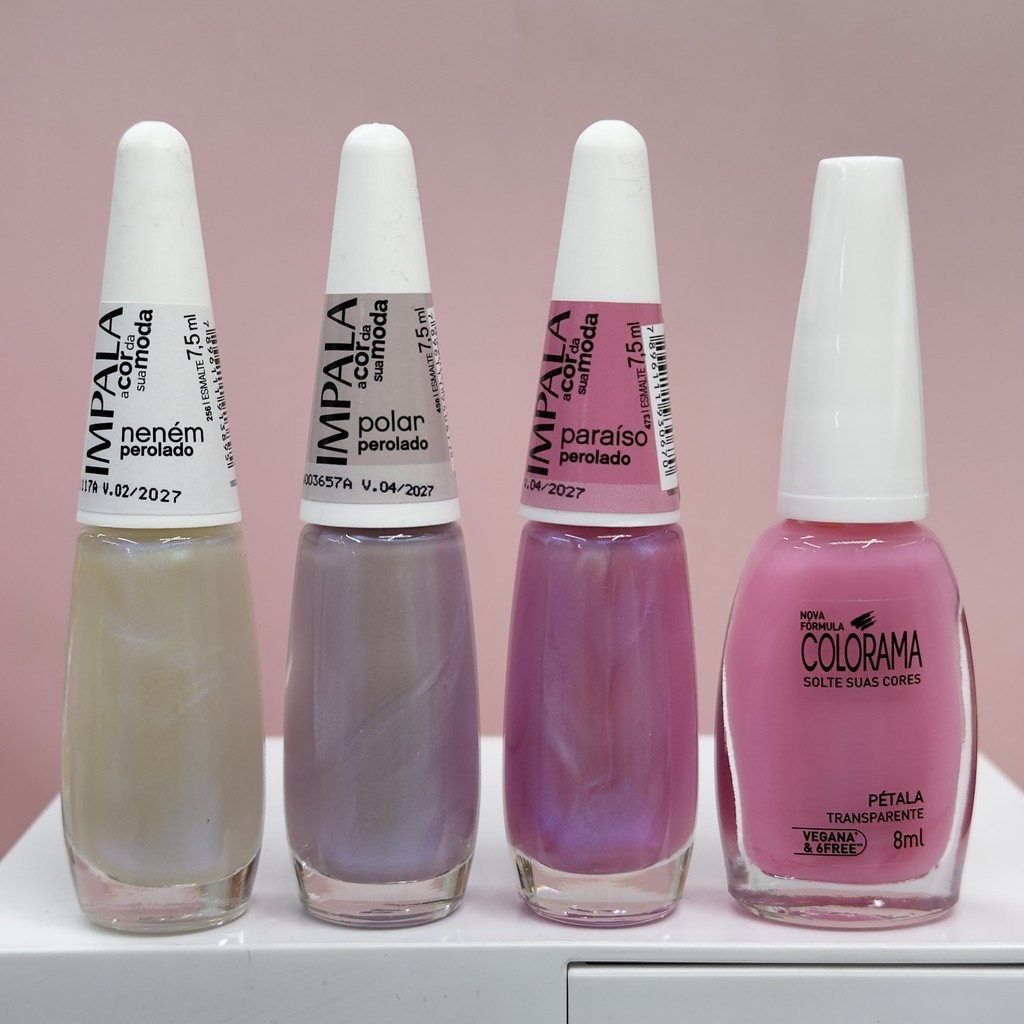 Kit 4 Esmalte Impala  Francesinha Neném , Polar , Paraíso e Colorama Pétala