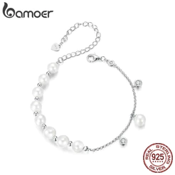 Pulseira Bamoer 925 Sterling Sliver Pearl Tassel Jóias Presentes Para Mulheres