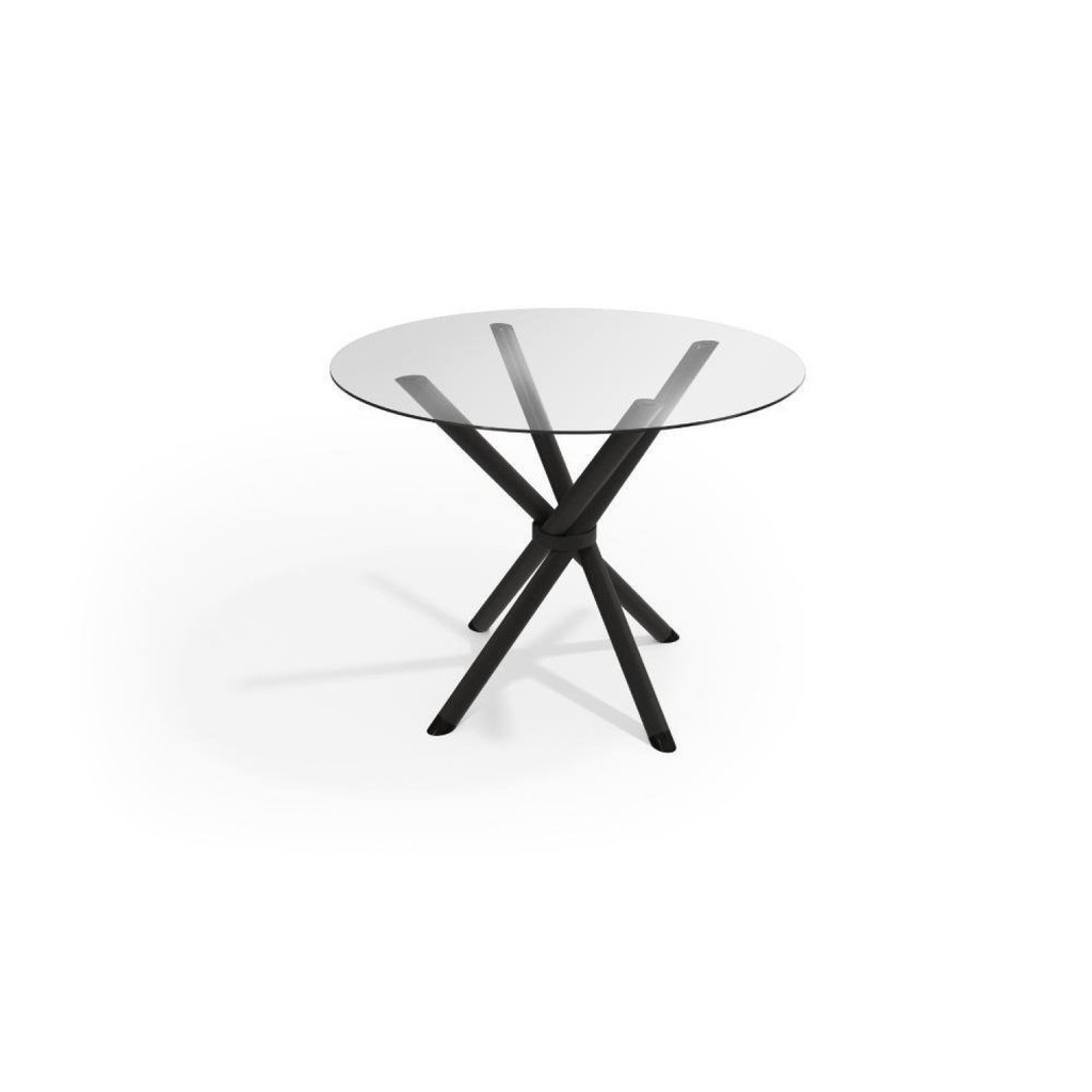 Mesa de Jantar 4 Lugares Redonda Tampo de Vidro Tubular Volga - Home & Living