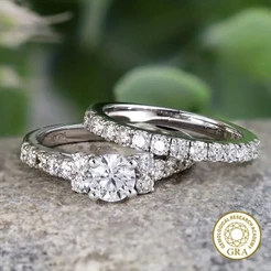 [Certificado GRA Grátis] Conjunto De Anel De Moissanite De Luxo Simples E Leve De Moda Avançada