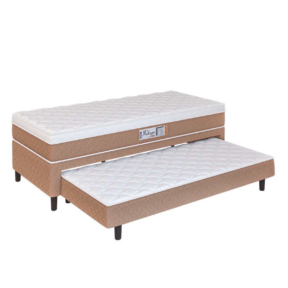 Imagem Cama Box Solteiro Com Cama Auxiliar Conjugada Espuma D28 Aspen 88x188x53cm Marrom / Branco Hellen