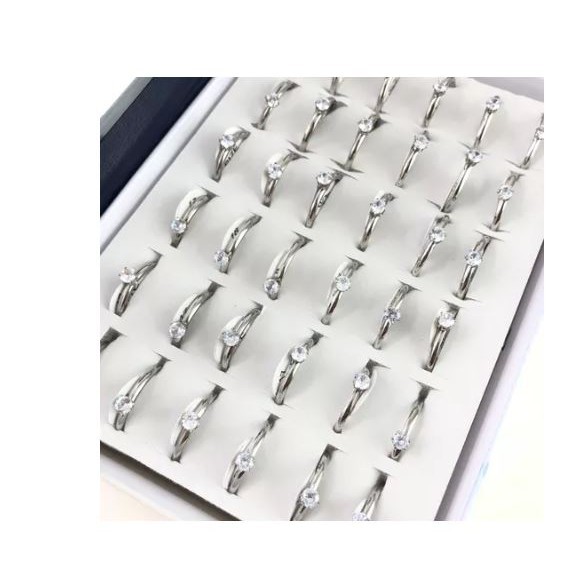 Caixa com 36 Anel Solitário Prata ou Dourado Atacado e Revenda queima de estoque ( (NUMERAÇÕES MEDIANTE ESTOQUE) em Oferta na Shopee