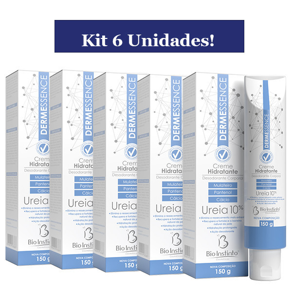 Kit 6 Unidades DERMESSENCE Creme Desodorante Hidratante Corporal Ureia 10% 150g Bio Instinto