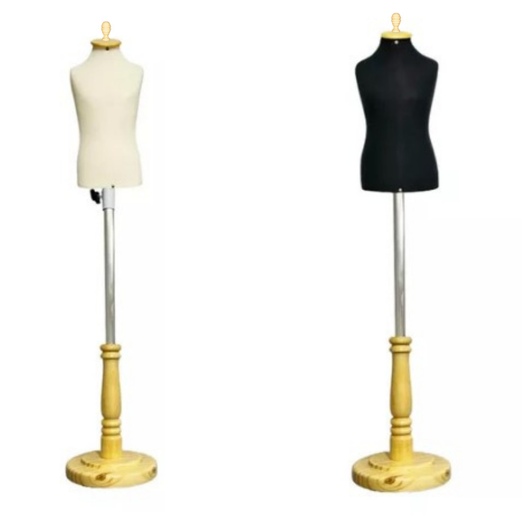 1 Busto Manequim Infantil Forrado Moulage loja vitrine Confecção pedestal Madeira Redondo + Pino