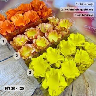 KIT 120 Forminhas Para Doces Finos LARANJA + AM QUEIMADO +AMARELO em Oferta na Shopee