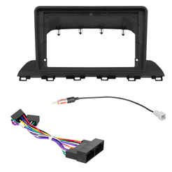 Kit Moldura Painel 9 Pol HB20 2020 2021 2022 2023 2024 2 Din Preto Chicote Som Plug Antena