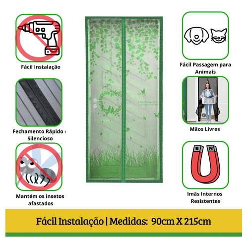 Tela Mosquiteira Magnética Porta 90x215cm Verde FortMesh em Oferta na Shopee