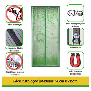 Tela Mosquiteira Magnética Porta 90x215cm Verde FortMesh em Oferta na Shopee