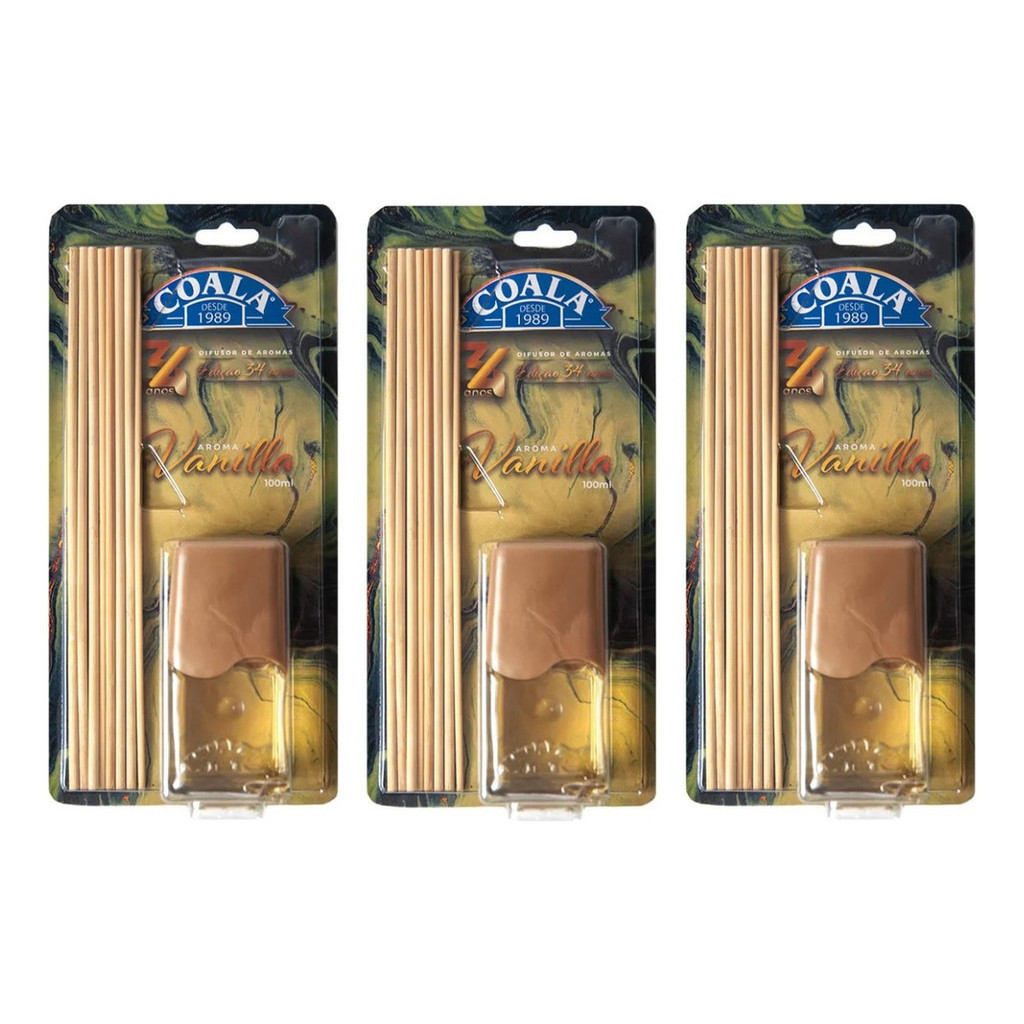 Kit 3 Coala Difusor de Aromas e Ambientes Vanilla 100ML - Com Varetas - Perfumado em Oferta na Shopee