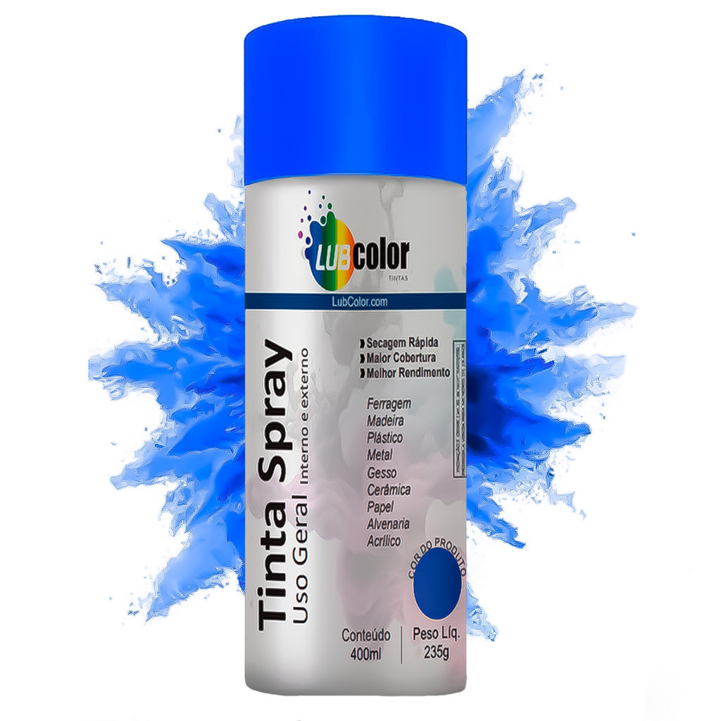 Tinta Spray Azul Fluorescente 400ml Madeira Plástico Metal Isopor Papel em Oferta na Shopee