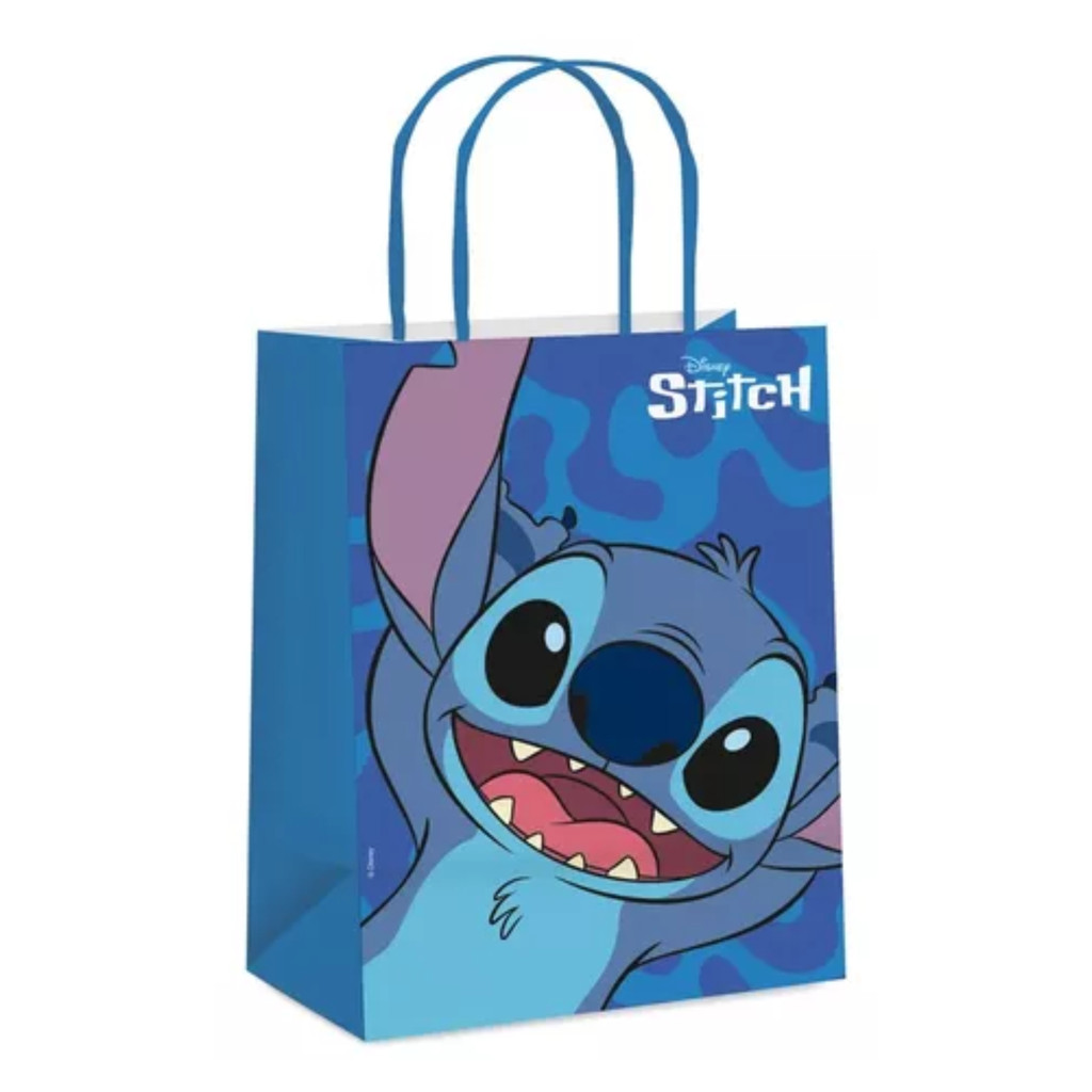Sacola De Papel 26x19,5x9,5cm Stitch Cromus - 1 Unidade