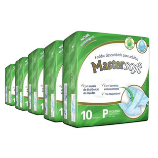 Kit 5 Fraldas Geriátricas Mastersoft Regular P - 50 Tiras em Oferta na Shopee