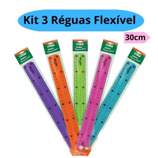 Kit 3 Régua Flexível 30cm Colorida Escolar - Leo&Leo em Oferta na Shopee
