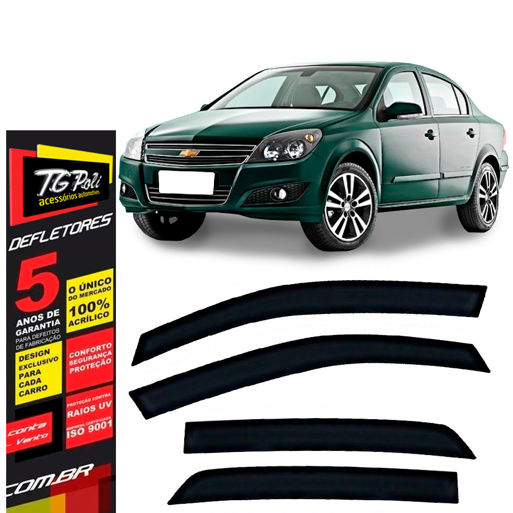 Calha de Chuva Chevrolet Vectra 2007 a 2011 4 portas TG Poli Defletor Portas Protetor Janelas Fumê em Oferta na Shopee