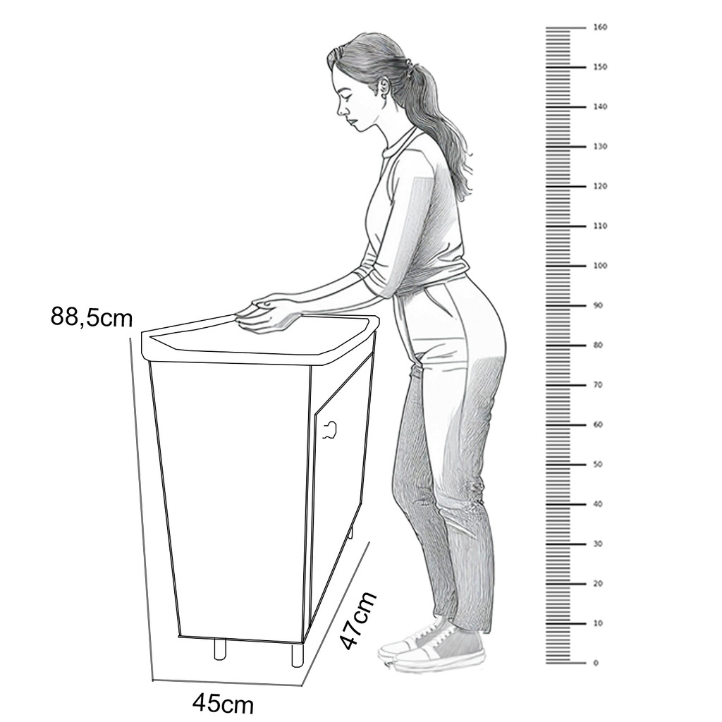 Tanque De Lavanderia Tanque Montado Tanque de Lavar Roupas 26L Com Gabinete Armario Preto Black 46cm