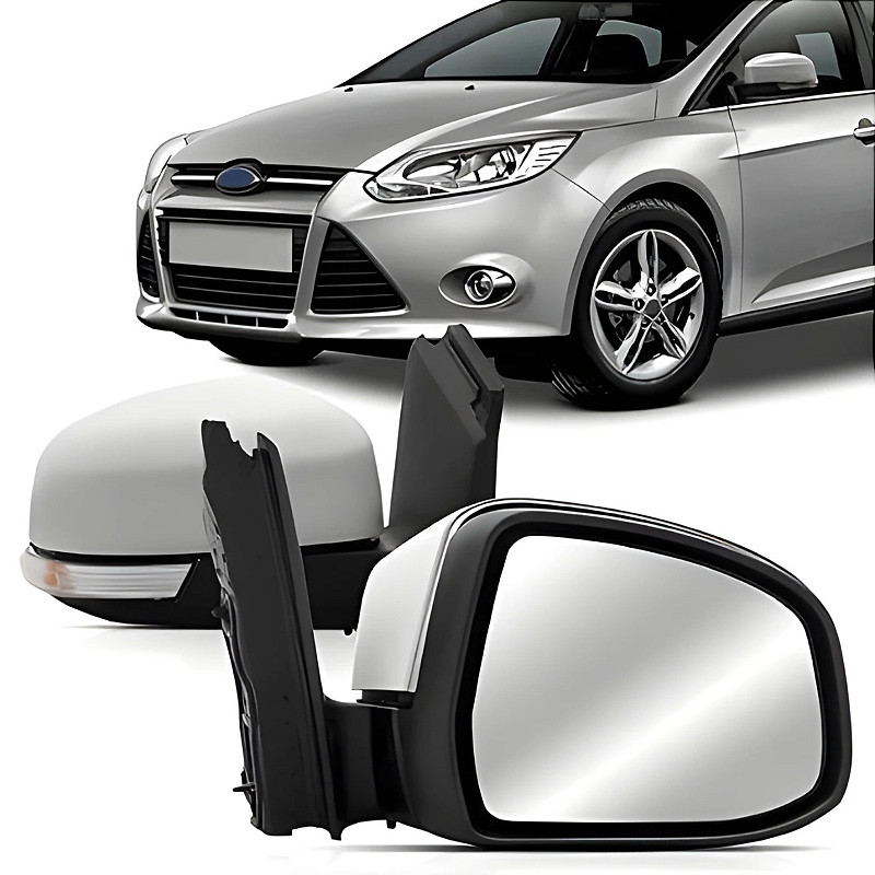 Retrovisor Externo Focus Hatch/Sedan Elétrico com Pisca para Pintura (2013/2015) - Original FICOSA