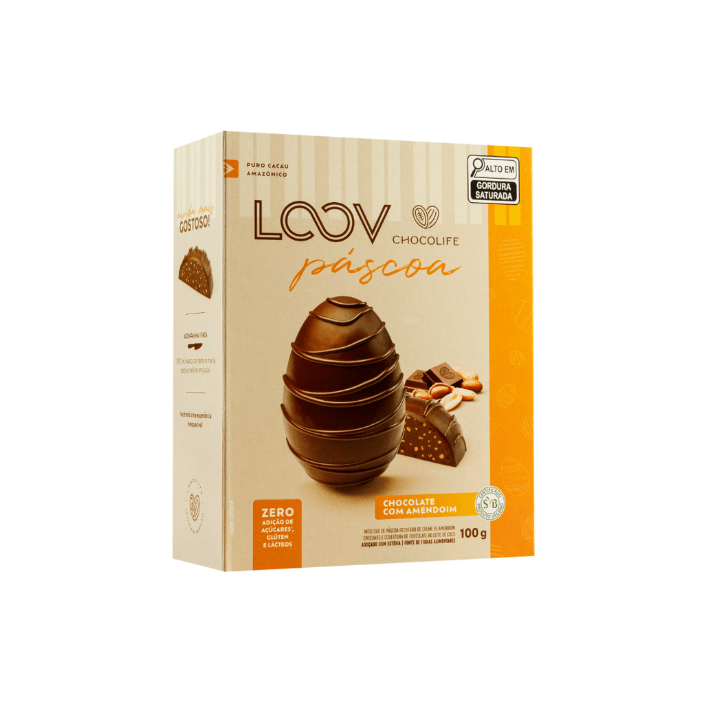Meio Ovo de Páscoa recheado Chocolate com Amendoim 100g Chocolife
