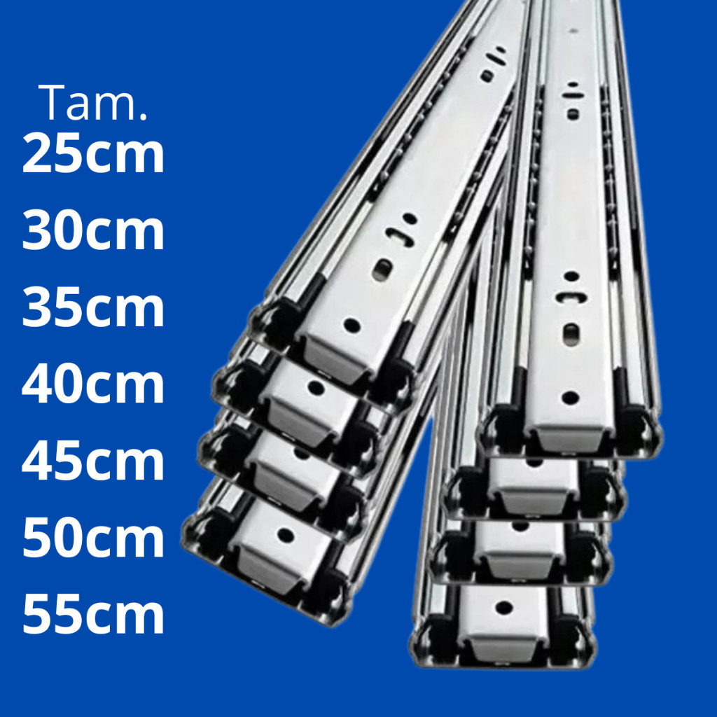 Kit 4 Par Trilho Telescópica Reforçada e Light Vários tamanhos 25cm 30cm 35cm 40cm 45cm 50cm 55cm