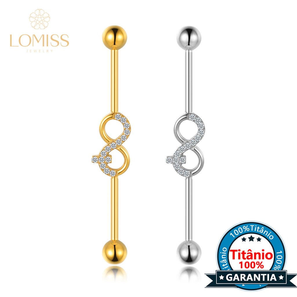 Piercing Transversal Titânio Infinito Zircônia Cravejada