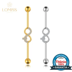 Piercing Transversal Titânio Infinito Zircônia Cravejada
