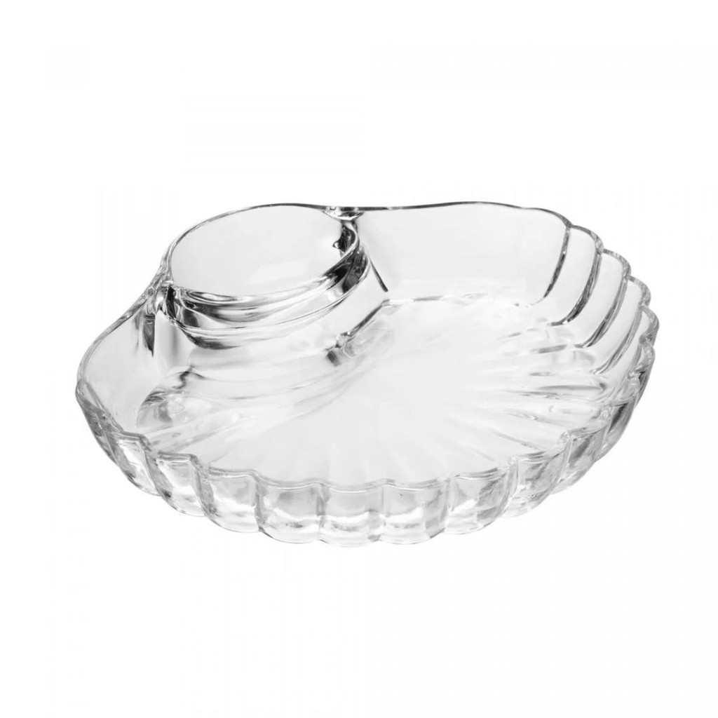 Petisqueira C/ Divisória Para Molho Shell 21,5cm Vidro - Wolff em Oferta na Shopee