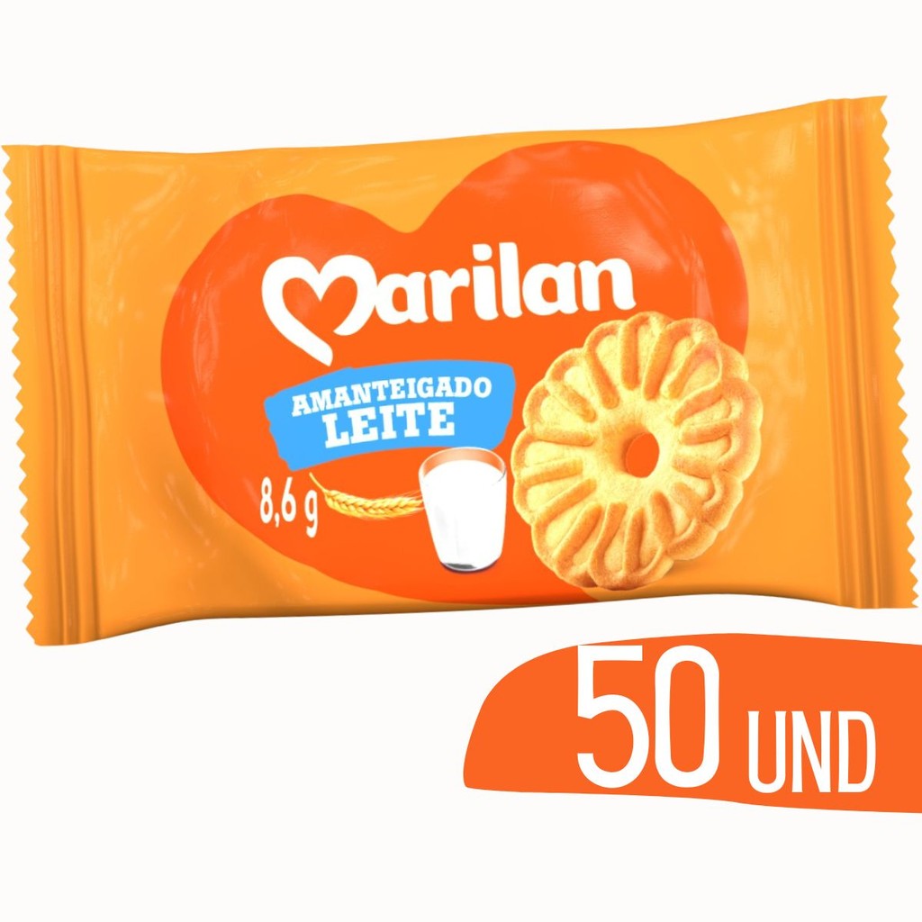 Biscoito  Amanteigado Leite Marilan Sache 8g - 50 unid Bolacha tipo Bauducco Unitario em Oferta na Shopee