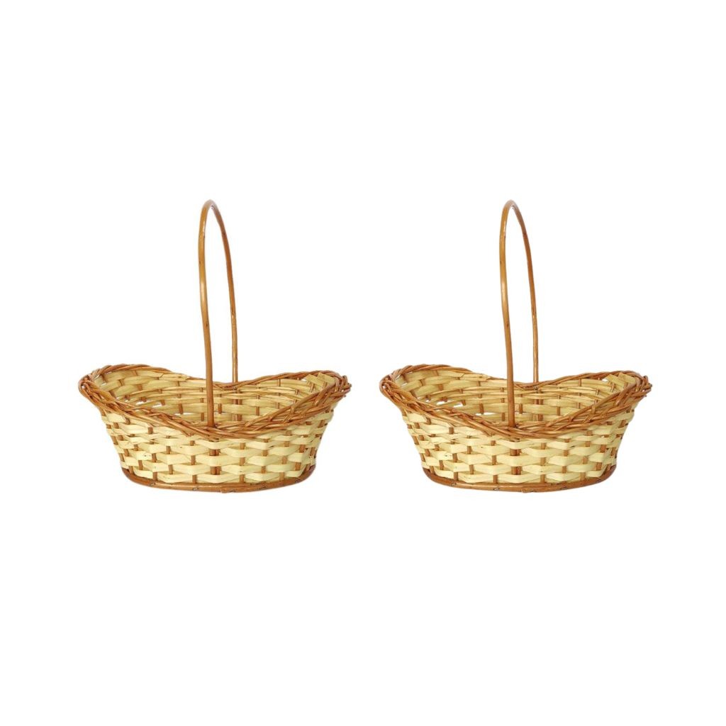 Kit 2 Cesta Mini de Vime Canoa 21x6x12cm Presente Aniversário Lembrancinha
